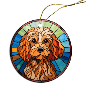 Dog Breed Christmas Ornament Stained Glass Style, "Cockapoo"