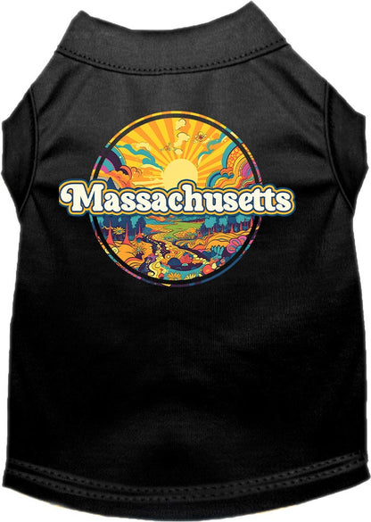 Pet Dog & Cat Screen Printed Shirt, "Massachusetts Trippy Peaks"