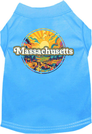 Pet Dog & Cat Screen Printed Shirt, "Massachusetts Trippy Peaks"