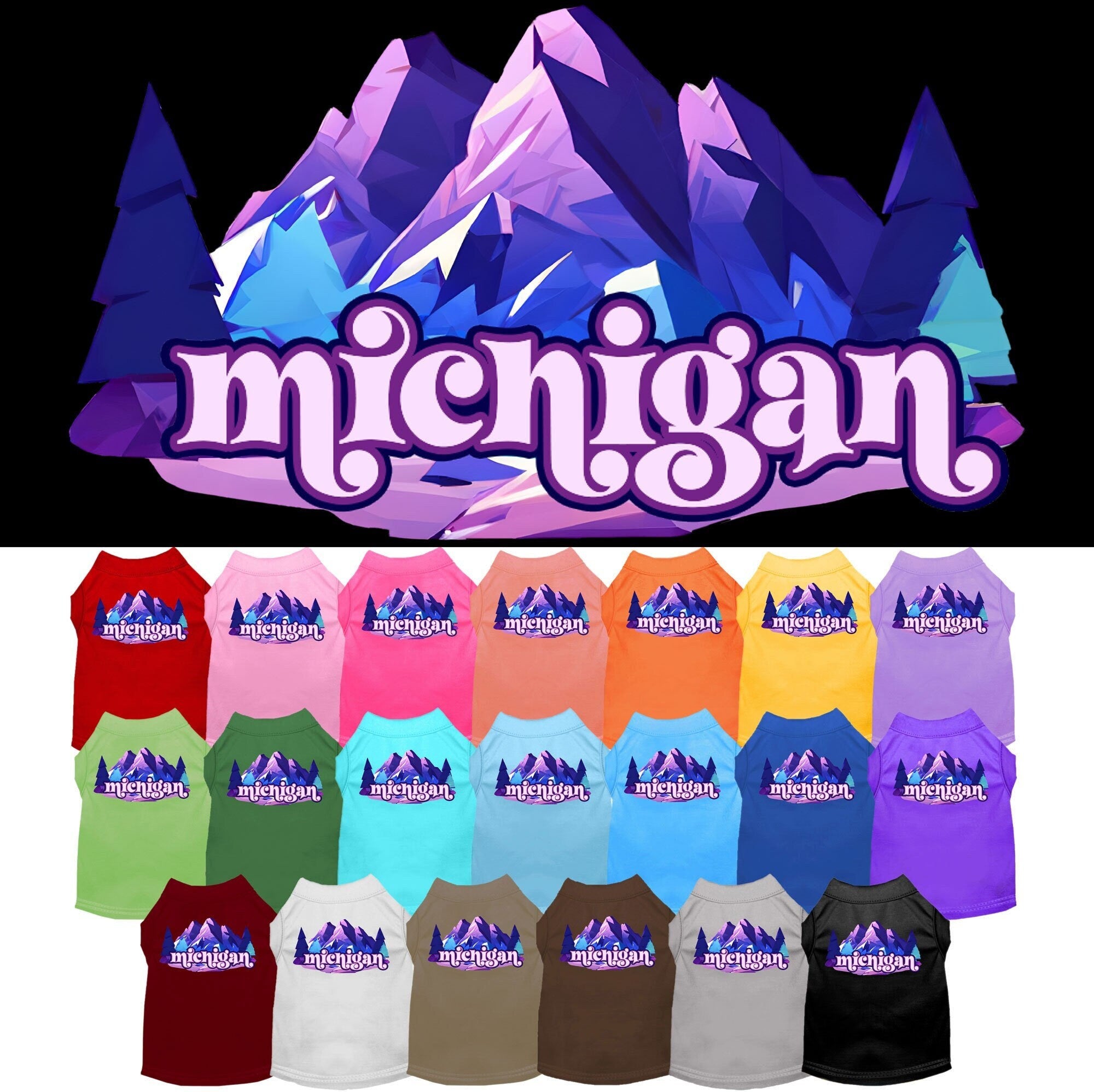 Pet Dog & Cat Screen Printed Shirt, "Michigan Alpine Pawscape"