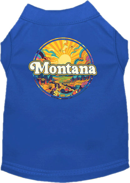 Pet Dog & Cat Screen Printed Shirt, "Montana Trippy Peaks"