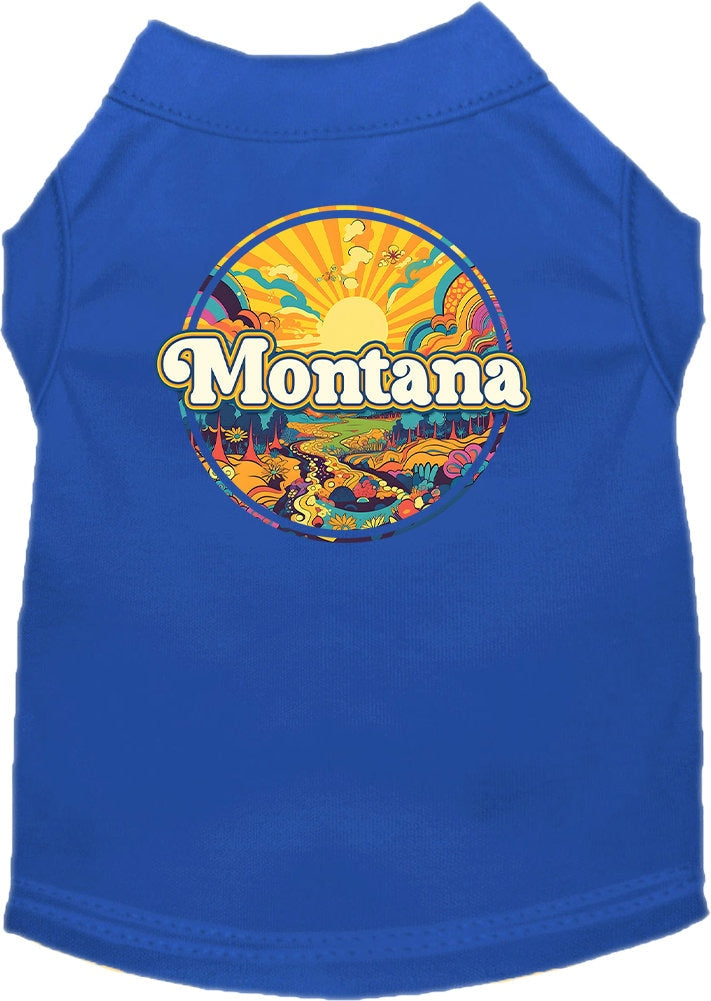 Pet Dog & Cat Screen Printed Shirt, "Montana Trippy Peaks"