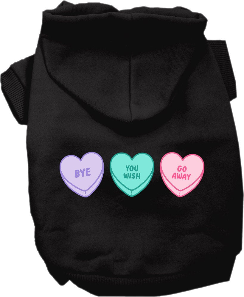 Pet Dog & Cat Screen Printed Hoodie for Medium to Large Pets (Sizes 2XL-6XL), "Anti Valentines Hearts"