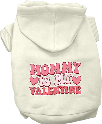 Pet Dog & Cat Screen Printed Hoodie for Small to Medium Pets (Sizes XS-XL), "Mommy Is My Valentine"