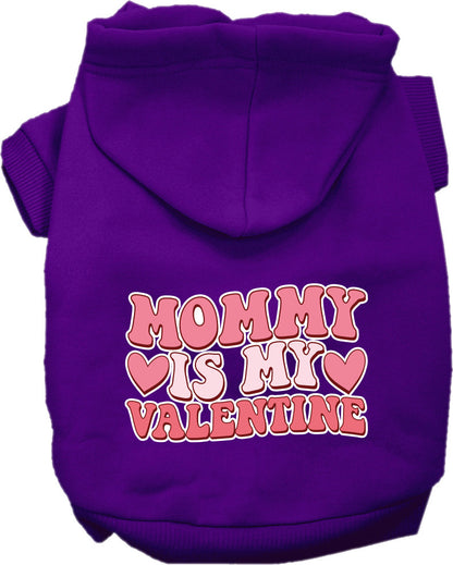 Pet Dog & Cat Screen Printed Hoodie for Small to Medium Pets (Sizes XS-XL), "Mommy Is My Valentine"