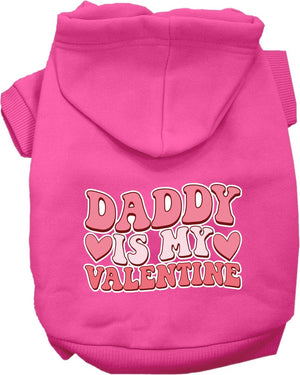 Pet Dog & Cat Screen Printed Hoodie for Small to Medium Pets (Sizes XS-XL), "Daddy Is My Valentine"