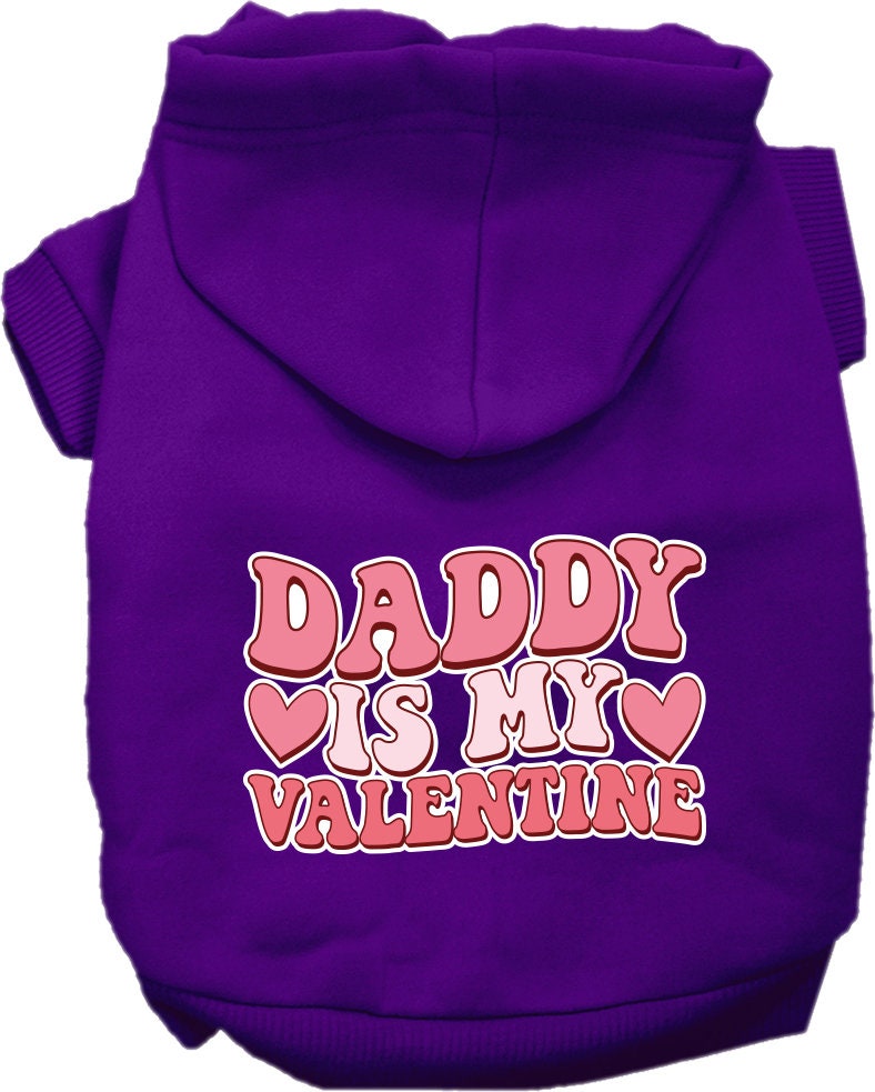 Pet Dog & Cat Screen Printed Hoodie for Small to Medium Pets (Sizes XS-XL), "Daddy Is My Valentine"