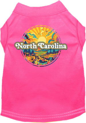 Pet Dog & Cat Screen Printed Shirt, "North Carolina Trippy Peaks"