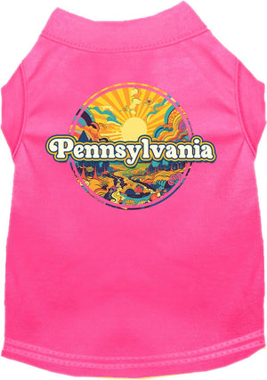 Pet Dog & Cat Screen Printed Shirt, "Pennsylvania Trippy Peaks"