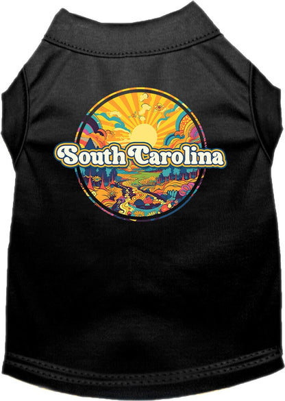 Pet Dog & Cat Screen Printed Shirt, "South Carolina Trippy Peaks"