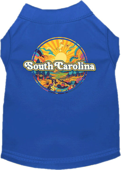 Pet Dog & Cat Screen Printed Shirt, "South Carolina Trippy Peaks"