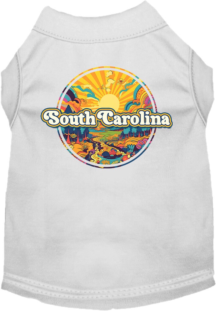 Pet Dog & Cat Screen Printed Shirt, "South Carolina Trippy Peaks"