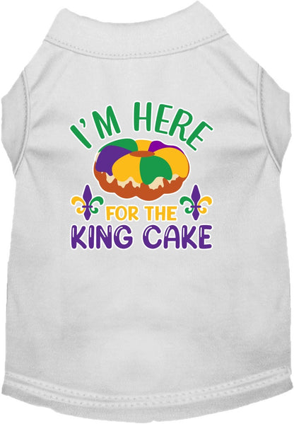 Pet Dog & Cat Screen Printed Shirt for Small to Medium Pets (Sizes XS-XL), "I'm Here For The King Cake"