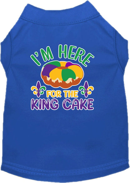 Pet Dog & Cat Screen Printed Shirt for Small to Medium Pets (Sizes XS-XL), "I'm Here For The King Cake"