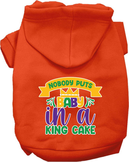 Pet Dog & Cat Screen Printed Hoodie for Small to Medium Pets (Sizes XS-XL), "Nobody Puts Baby In A King Cake"