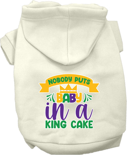 Pet Dog & Cat Screen Printed Hoodie for Medium to Large Pets (Sizes 2XL-6XL), "Nobody Puts Baby In A King Cake"