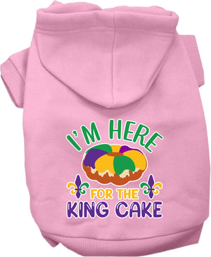Pet Dog & Cat Screen Printed Hoodie for Small to Medium Pets (Sizes XS-XL), "I'm Here For The King Cake"