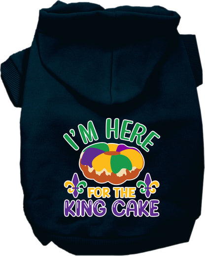 Pet Dog & Cat Screen Printed Hoodie for Small to Medium Pets (Sizes XS-XL), "I'm Here For The King Cake"