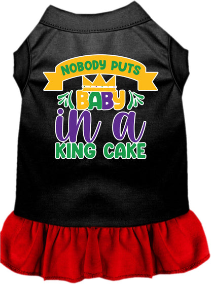 Pet Dog & Cat Screen Printed Dress for Small to Medium Pets (Sizes XS-XL), "Nobody Puts Baby In A King Cake"