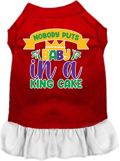 Pet Dog & Cat Screen Printed Dress for Small to Medium Pets (Sizes XS-XL), "Nobody Puts Baby In A King Cake"