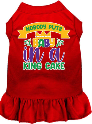 Pet Dog & Cat Screen Printed Dress for Medium to Large Pets (Sizes 2XL-4XL), "Nobody Puts Baby In A King Cake"