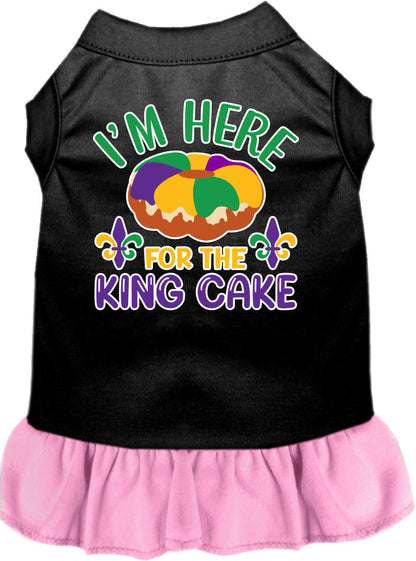 Pet Dog & Cat Screen Printed Dress for Medium to Large Pets (Sizes 2XL-4XL), "I'm Here For The King Cake"