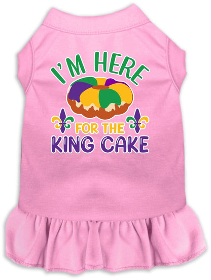 Pet Dog & Cat Screen Printed Dress for Medium to Large Pets (Sizes 2XL-4XL), "I'm Here For The King Cake"