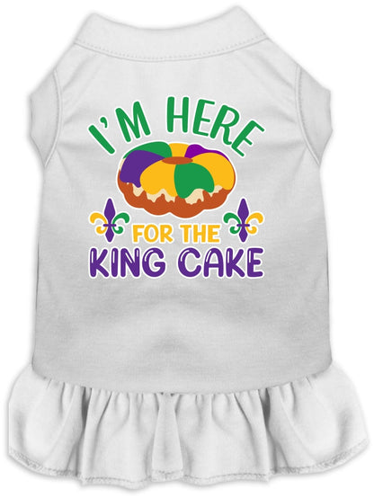 Pet Dog & Cat Screen Printed Dress for Medium to Large Pets (Sizes 2XL-4XL), "I'm Here For The King Cake"