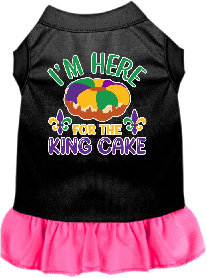 Pet Dog & Cat Screen Printed Dress for Small to Medium Pets (Sizes XS-XL), "I'm Here For The King Cake"