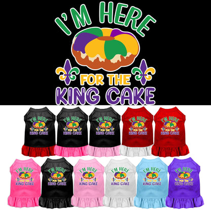 Pet Dog & Cat Screen Printed Dress for Medium to Large Pets (Sizes 2XL-4XL), "I'm Here For The King Cake"