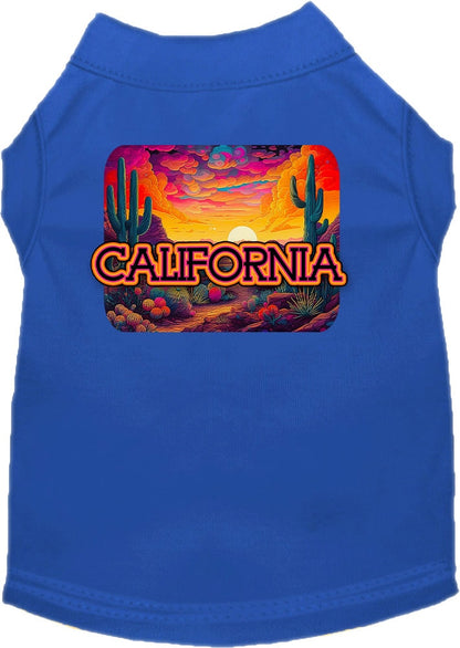 Pet Dog & Cat Screen Printed Shirt for Small to Medium Pets (Sizes XS-XL), "California Neon Desert"