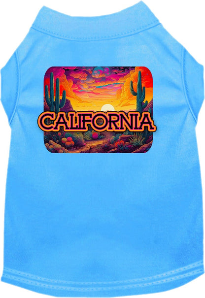 Pet Dog & Cat Screen Printed Shirt for Small to Medium Pets (Sizes XS-XL), "California Neon Desert"