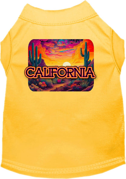 Pet Dog & Cat Screen Printed Shirt for Small to Medium Pets (Sizes XS-XL), "California Neon Desert"