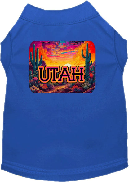 Pet Dog & Cat Screen Printed Shirt for Small to Medium Pets (Sizes XS-XL), "Utah Neon Desert"