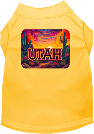 Pet Dog & Cat Screen Printed Shirt for Medium to Large Pets (Sizes 2XL-6XL), "Utah Neon Desert"