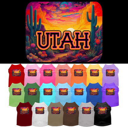 Pet Dog & Cat Screen Printed Shirt for Small to Medium Pets (Sizes XS-XL), "Utah Neon Desert"