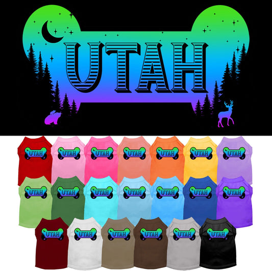 Pet Dog & Cat Screen Printed Shirt for Medium to Large Pets (Sizes 2XL-6XL), "Utah Mountain Shades"