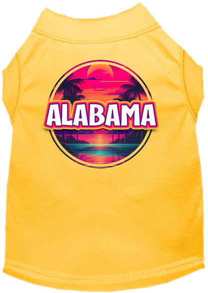 Pet Dog & Cat Screen Printed Shirt for Medium to Large Pets (Sizes 2XL-6XL), "Alabama Neon Beach Sunset"