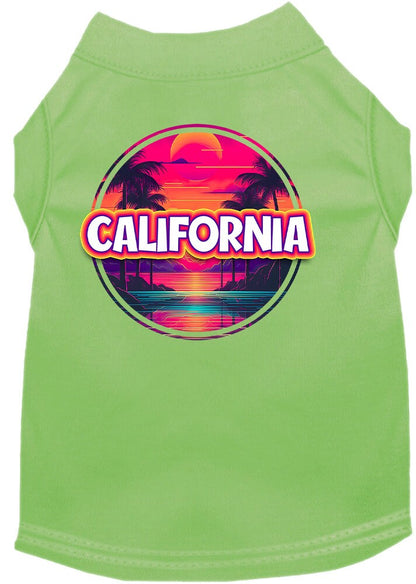 Pet Dog & Cat Screen Printed Shirt for Small to Medium Pets (Sizes XS-XL), "California Neon Beach Sunset"