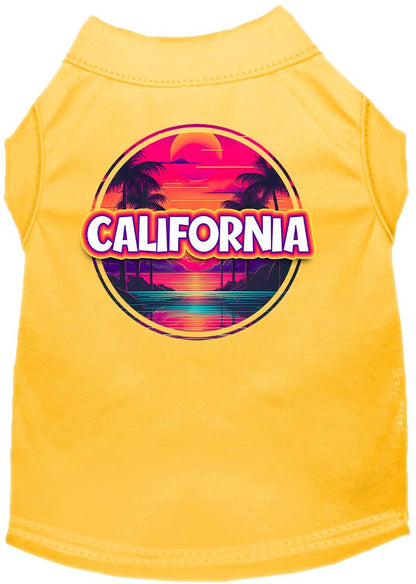 Pet Dog & Cat Screen Printed Shirt for Medium to Large Pets (Sizes 2XL-6XL), "California Neon Beach Sunset