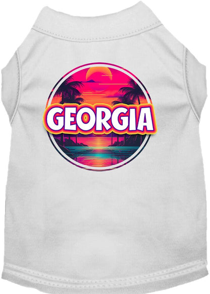 Pet Dog & Cat Screen Printed Shirt for Small to Medium Pets (Sizes XS-XL), "Georgia Neon Beach Sunset"