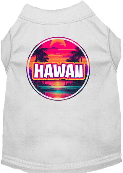 Pet Dog & Cat Screen Printed Shirt for Small to Medium Pets (Sizes XS-XL), "Hawaii Neon Beach Sunset"