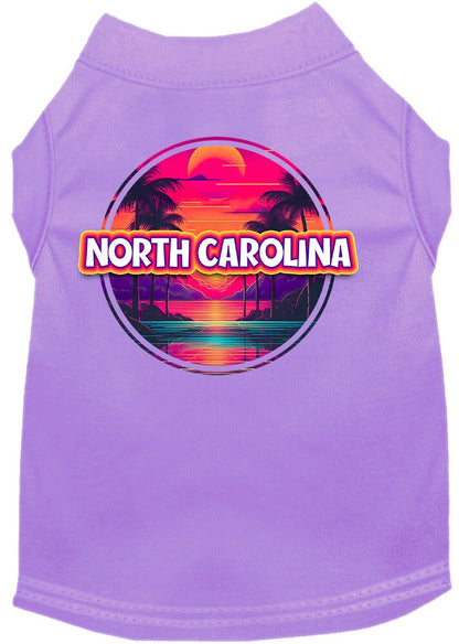 Pet Dog & Cat Screen Printed Shirt for Medium to Large Pets (Sizes 2XL-6XL), "North Carolina Neon Beach Sunset"