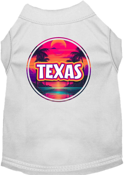 Pet Dog & Cat Screen Printed Shirt for Small to Medium Pets (Sizes XS-XL), "Texas Neon Beach Sunset"