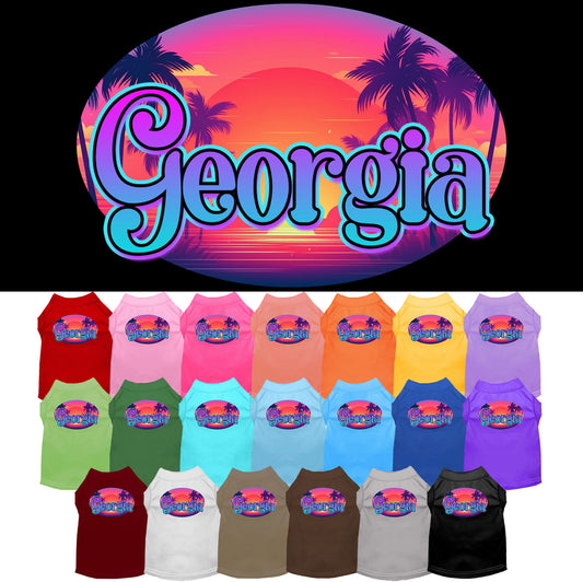 Pet Dog & Cat Screen Printed Shirt for Small to Medium Pets (Sizes XS-XL), &quot;Georgia Classic Beach&quot;