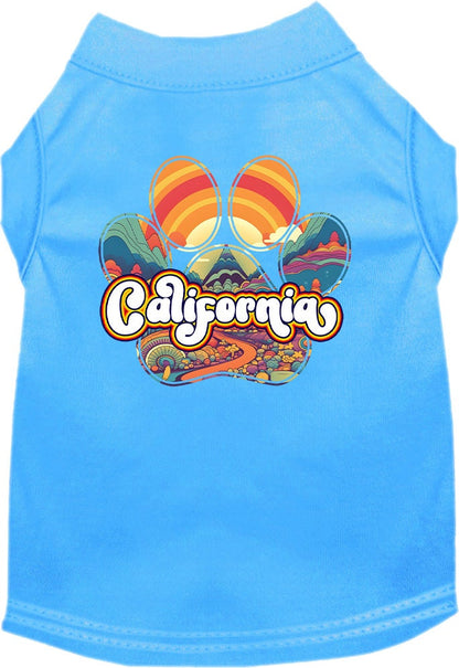 Pet Dog & Cat Screen Printed Shirt for Small to Medium Pets (Sizes XS-XL), "California Groovy Summit"