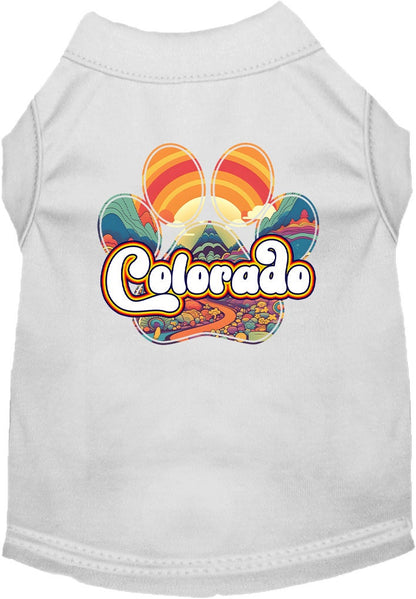 Pet Dog & Cat Screen Printed Shirt for Small to Medium Pets (Sizes XS-XL), "Colorado Groovy Summit"