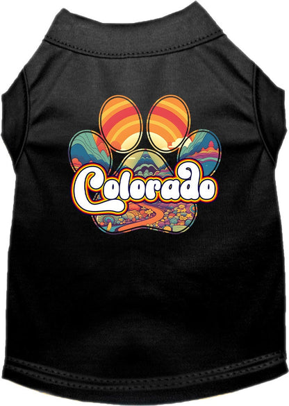 Pet Dog & Cat Screen Printed Shirt for Small to Medium Pets (Sizes XS-XL), "Colorado Groovy Summit"