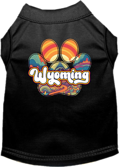 Pet Dog & Cat Screen Printed Shirt for Medium to Large Pets (Sizes 2XL-6XL), "Wyoming Groovy Summit"