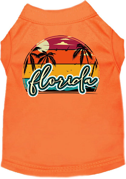 Pet Dog & Cat Screen Printed Shirt for Medium to Large Pets (Sizes 2XL-6XL), "Florida Retro Beach Sunset"